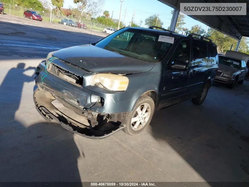 2005 Saturn Relay Fwd VIN: 5GZDV23L75D230007 Lot: 40675059