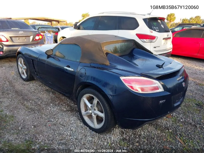 2007 Saturn Sky VIN: 1G8MB35B67Y120060 Lot: 40704590