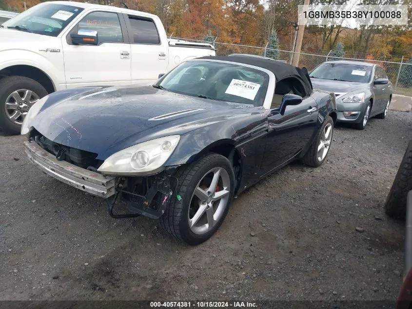 2008 Saturn Sky VIN: 1G8MB35B38Y100088 Lot: 40574381