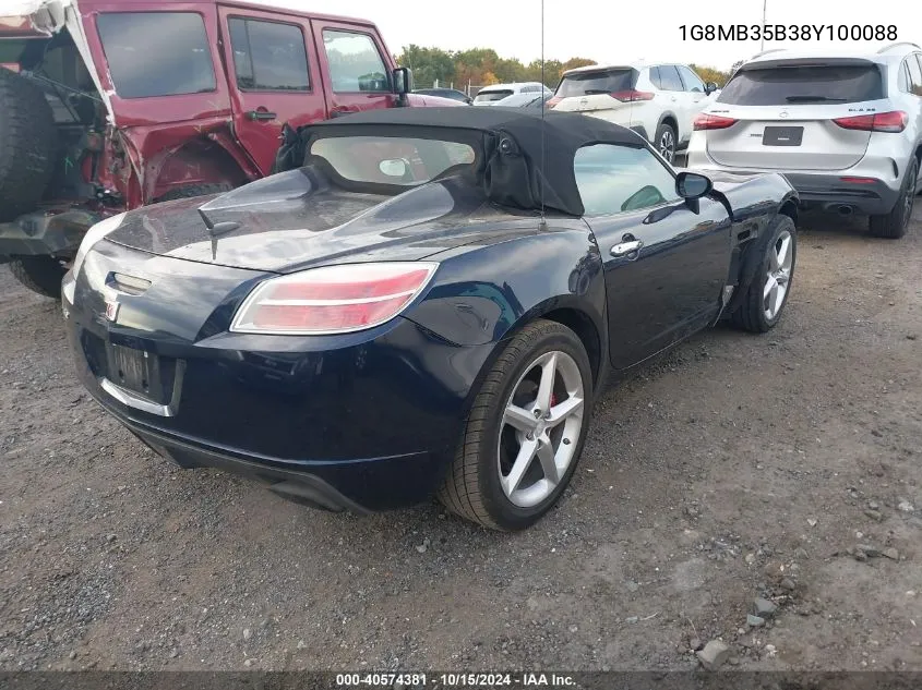 2008 Saturn Sky VIN: 1G8MB35B38Y100088 Lot: 40574381