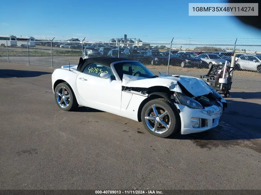 2008 Saturn Sky Red Line VIN: 1G8MF35X48Y114274 Lot: 40789013