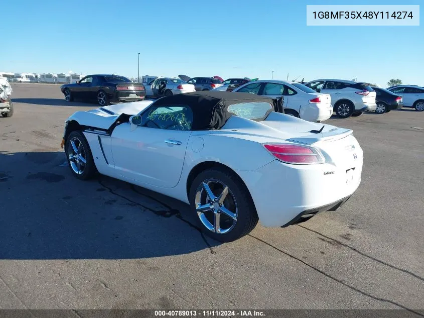 2008 Saturn Sky Red Line VIN: 1G8MF35X48Y114274 Lot: 40789013