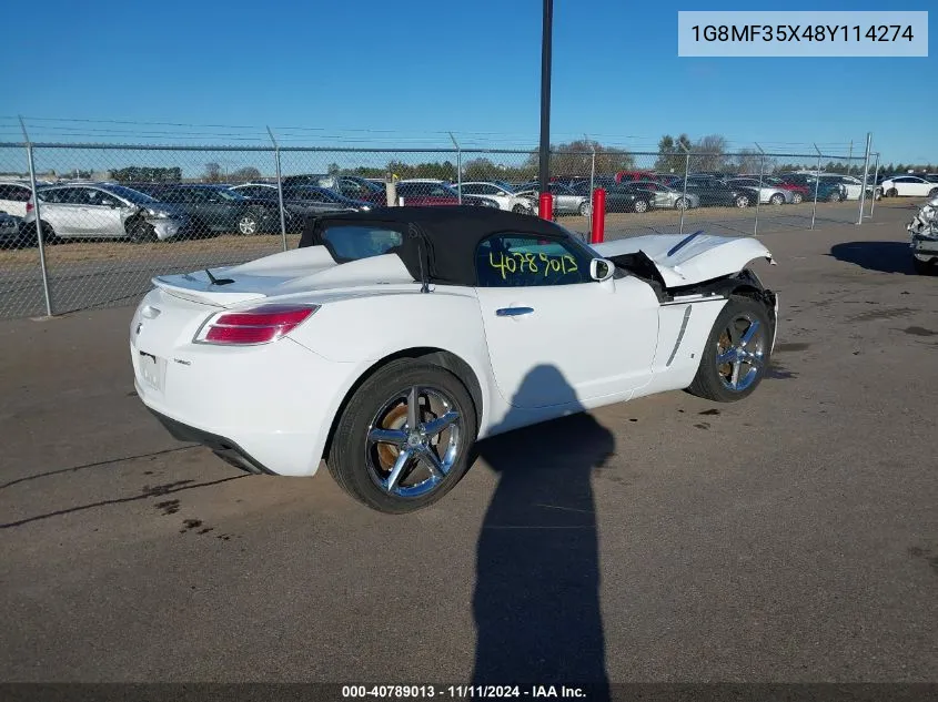 2008 Saturn Sky Red Line VIN: 1G8MF35X48Y114274 Lot: 40789013