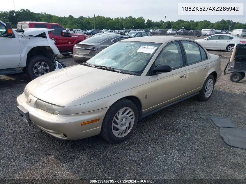 1999 Saturn Sl2 VIN: 1G8ZK5274XZ285942 Lot: 39946705