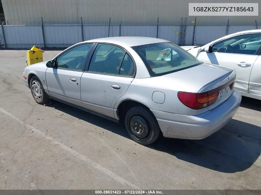 2000 Saturn Sl2 VIN: 1G8ZK5277YZ185643 Lot: 39831423