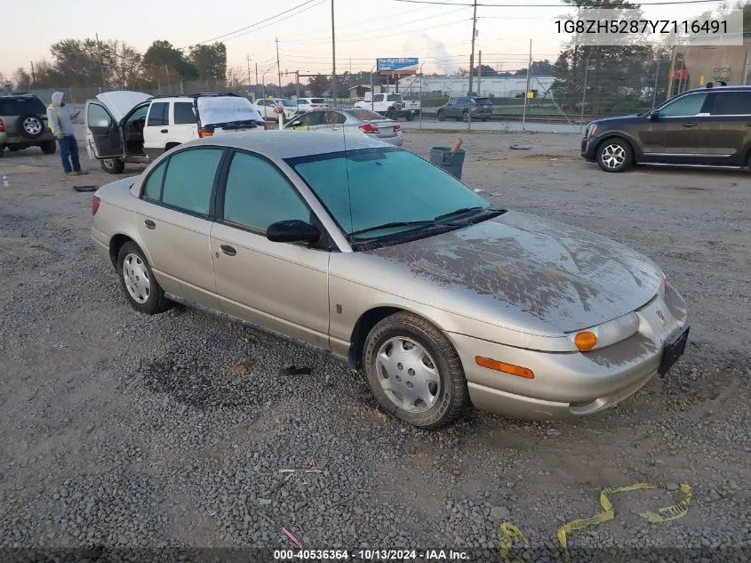 2000 Saturn Sl1 VIN: 1G8ZH5287YZ116491 Lot: 40536364