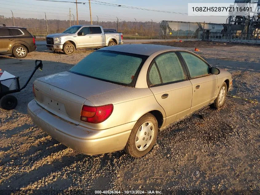 2000 Saturn Sl1 VIN: 1G8ZH5287YZ116491 Lot: 40536364