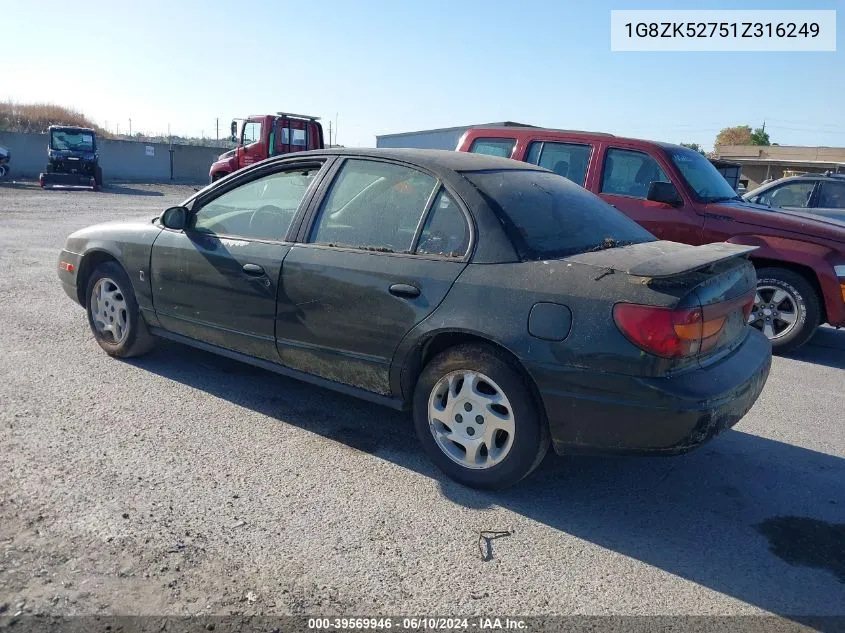 2001 Saturn Sl2 VIN: 1G8ZK52751Z316249 Lot: 39569946