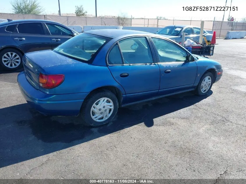 2001 Saturn Sl VIN: 1G8ZF52871Z227151 Lot: 40778163