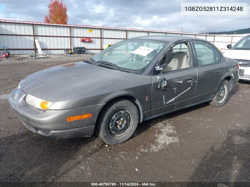 2001 Saturn Sl1 VIN: 1G8ZG52811Z314248 Lot: 40790769