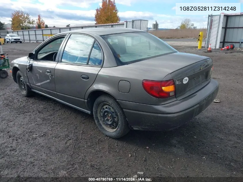 2001 Saturn Sl1 VIN: 1G8ZG52811Z314248 Lot: 40790769