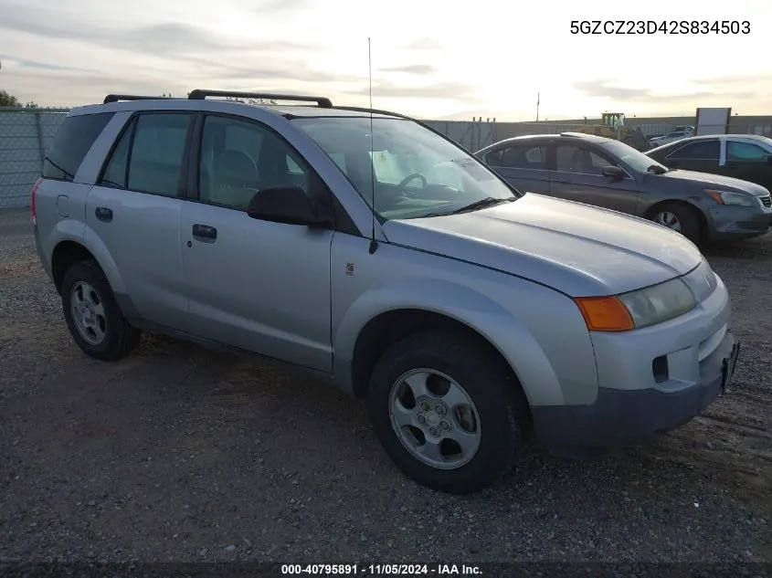 2002 Saturn Vue 4 Cyl VIN: 5GZCZ23D42S834503 Lot: 40795891