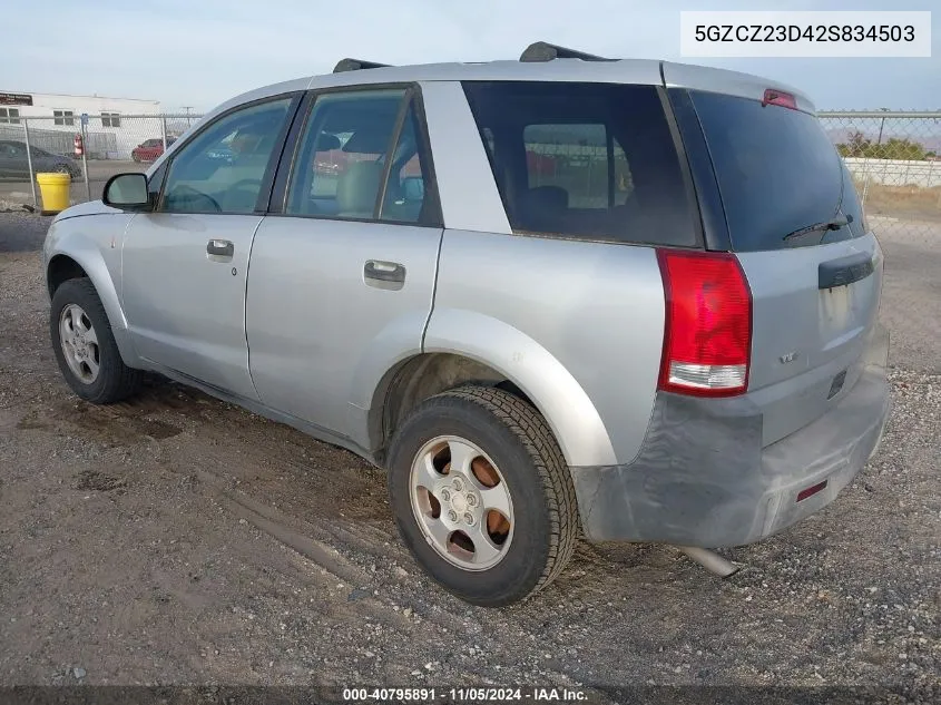 2002 Saturn Vue 4 Cyl VIN: 5GZCZ23D42S834503 Lot: 40795891