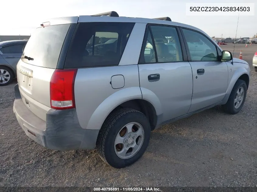 2002 Saturn Vue 4 Cyl VIN: 5GZCZ23D42S834503 Lot: 40795891