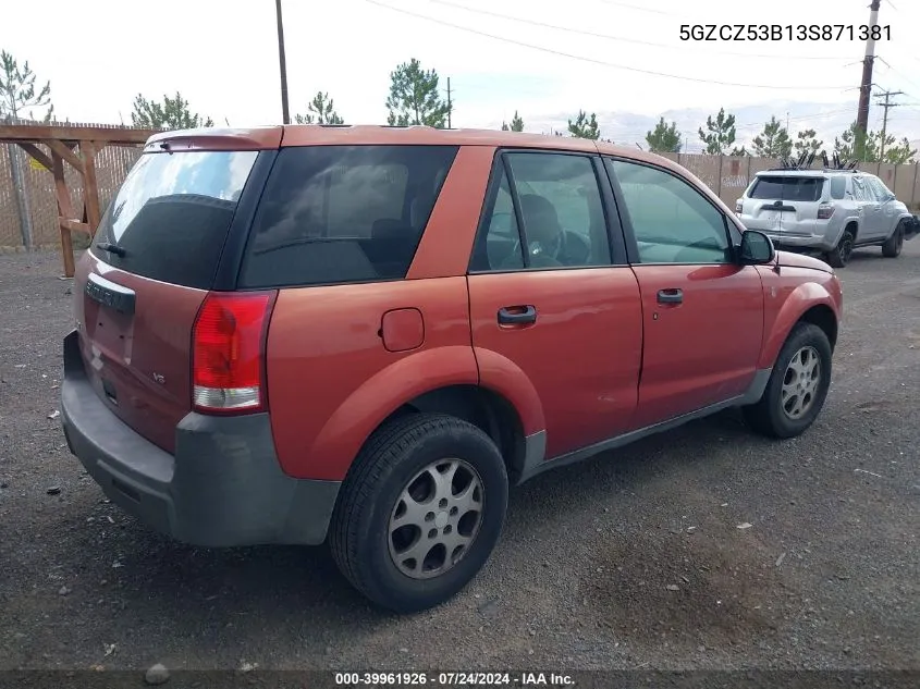 2003 Saturn Vue V6 VIN: 5GZCZ53B13S871381 Lot: 39961926