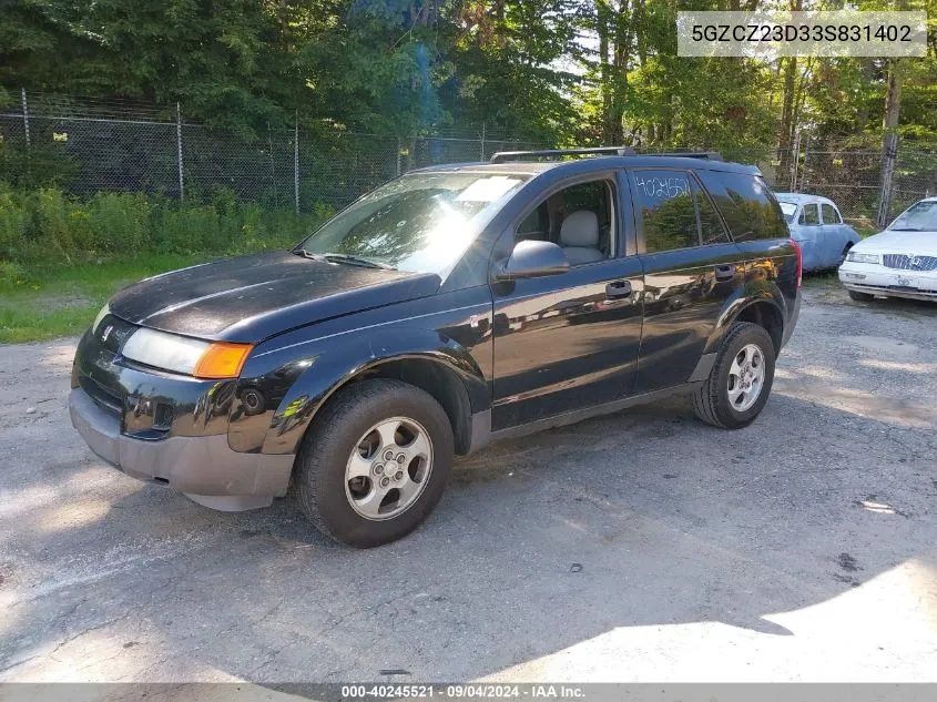 2003 Saturn Vue 4 Cyl VIN: 5GZCZ23D33S831402 Lot: 40245521