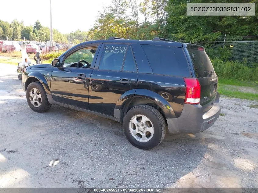 2003 Saturn Vue 4 Cyl VIN: 5GZCZ23D33S831402 Lot: 40245521