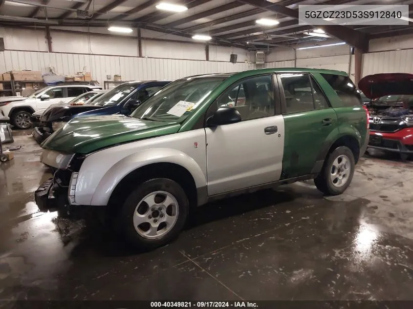 2003 Saturn Vue 4 Cyl VIN: 5GZCZ23D53S912840 Lot: 40349821