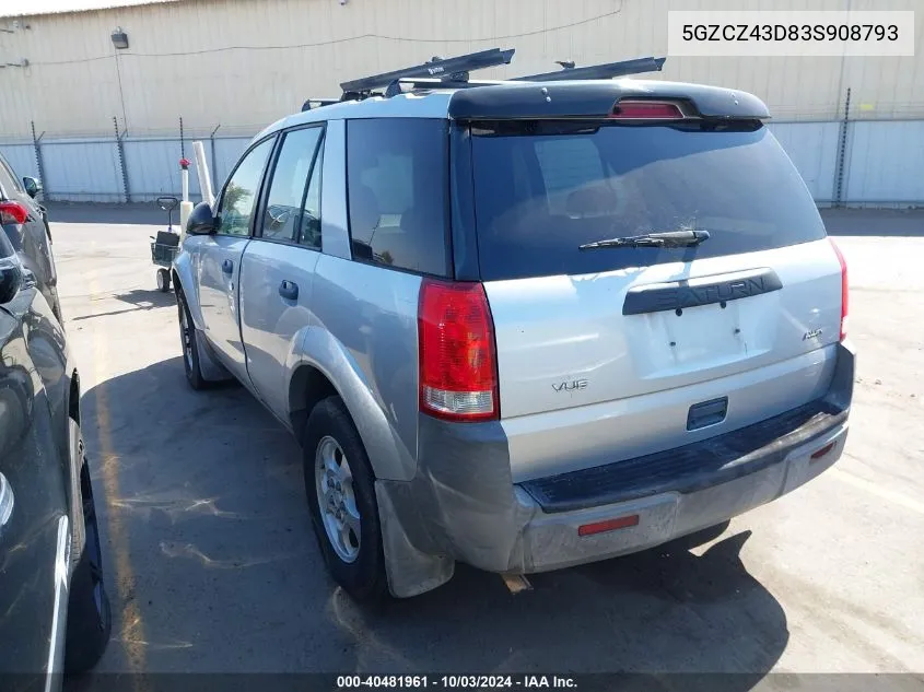 2003 Saturn Vue 4 Cyl VIN: 5GZCZ43D83S908793 Lot: 40481961