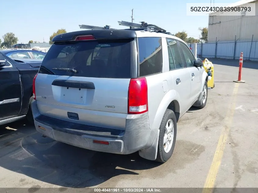 2003 Saturn Vue 4 Cyl VIN: 5GZCZ43D83S908793 Lot: 40481961