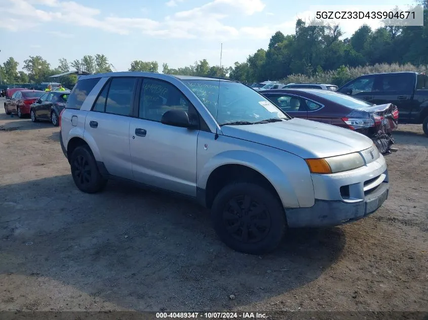 2003 Saturn Vue 4 Cyl VIN: 5GZCZ33D43S904671 Lot: 40489347