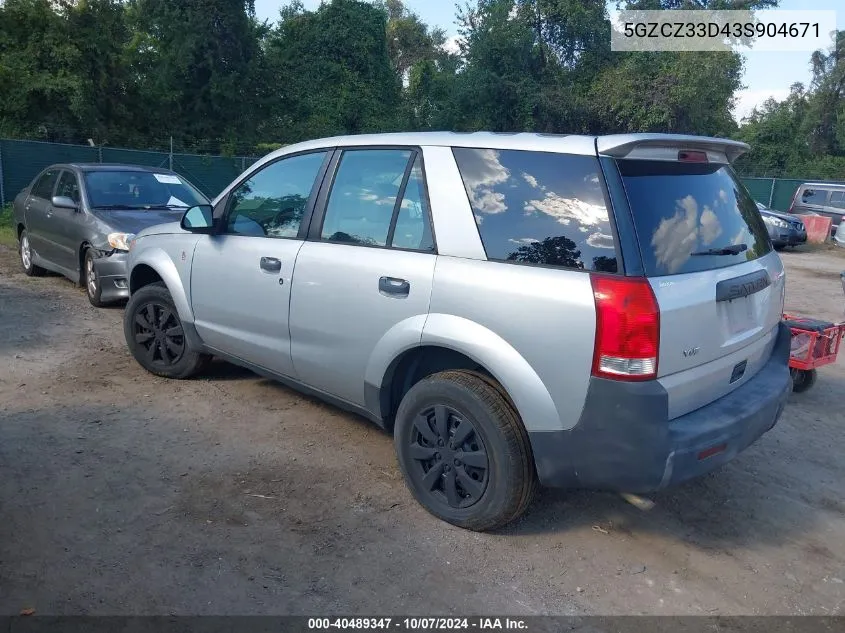 2003 Saturn Vue 4 Cyl VIN: 5GZCZ33D43S904671 Lot: 40489347