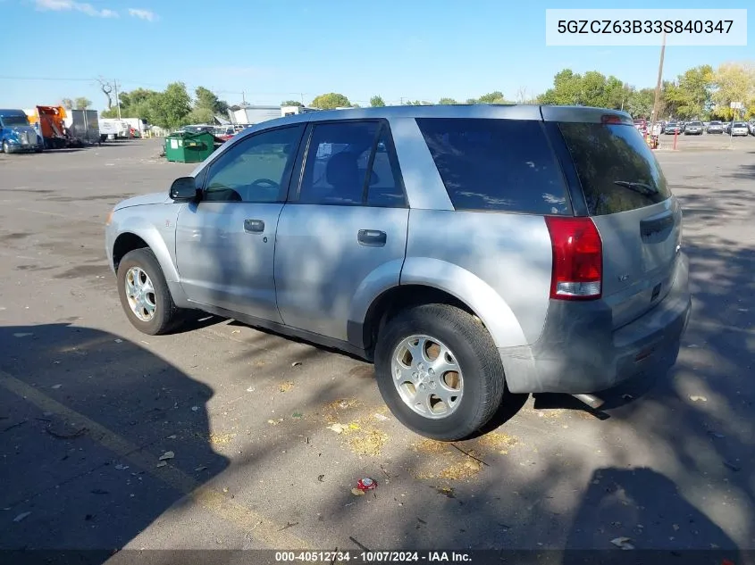 2003 Saturn Vue V6 VIN: 5GZCZ63B33S840347 Lot: 40512734