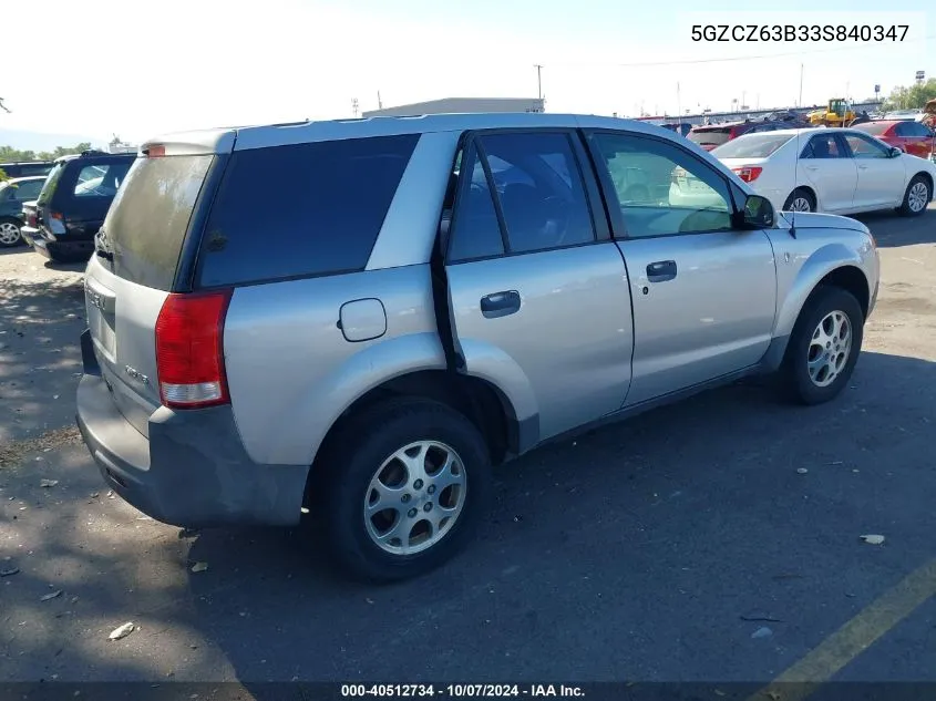 2003 Saturn Vue V6 VIN: 5GZCZ63B33S840347 Lot: 40512734