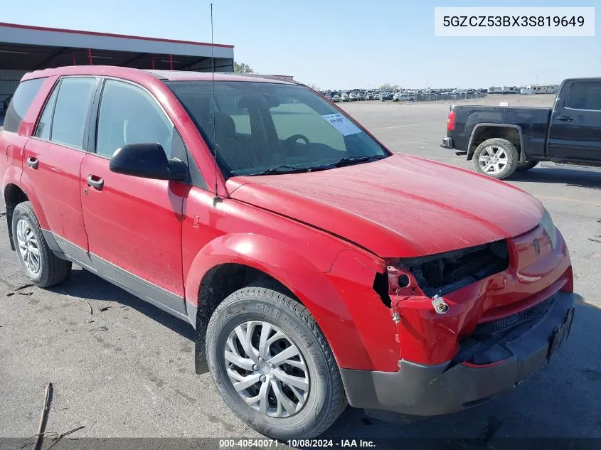 2003 Saturn Vue VIN: 5GZCZ53BX3S819649 Lot: 40540071