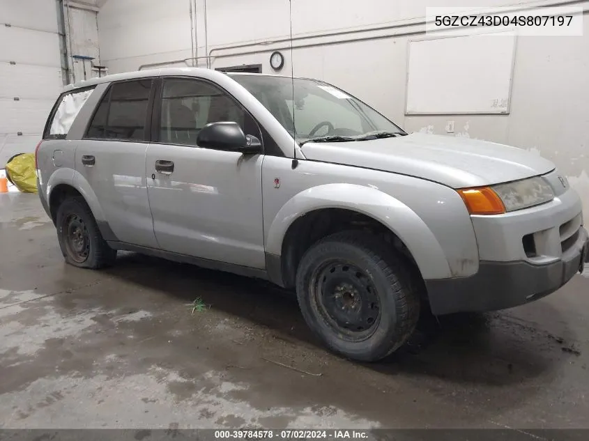 2004 Saturn Vue 4 Cyl VIN: 5GZCZ43D04S807197 Lot: 39784578