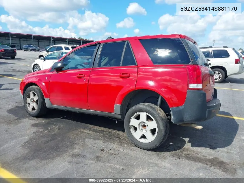 2004 Saturn Vue V6 VIN: 5GZCZ53414S881170 Lot: 39922425