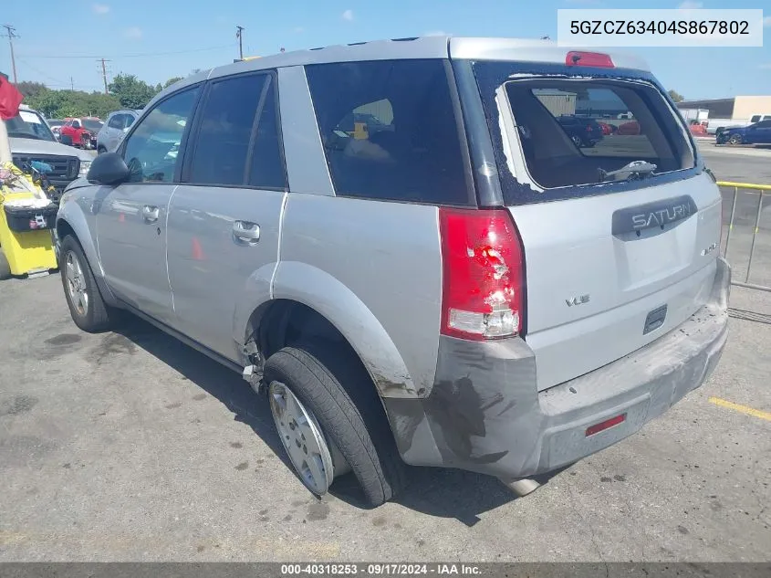 2004 Saturn Vue V6 VIN: 5GZCZ63404S867802 Lot: 40318253