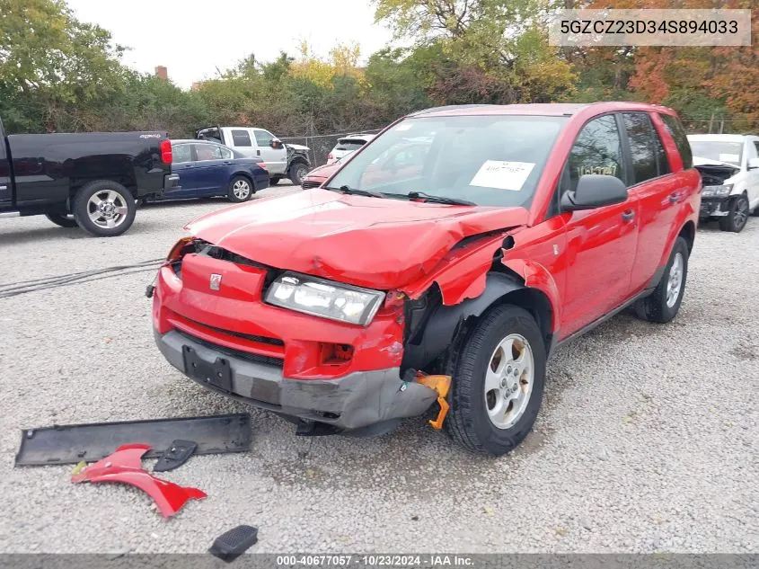 2004 Saturn Vue 4 Cyl VIN: 5GZCZ23D34S894033 Lot: 40677057