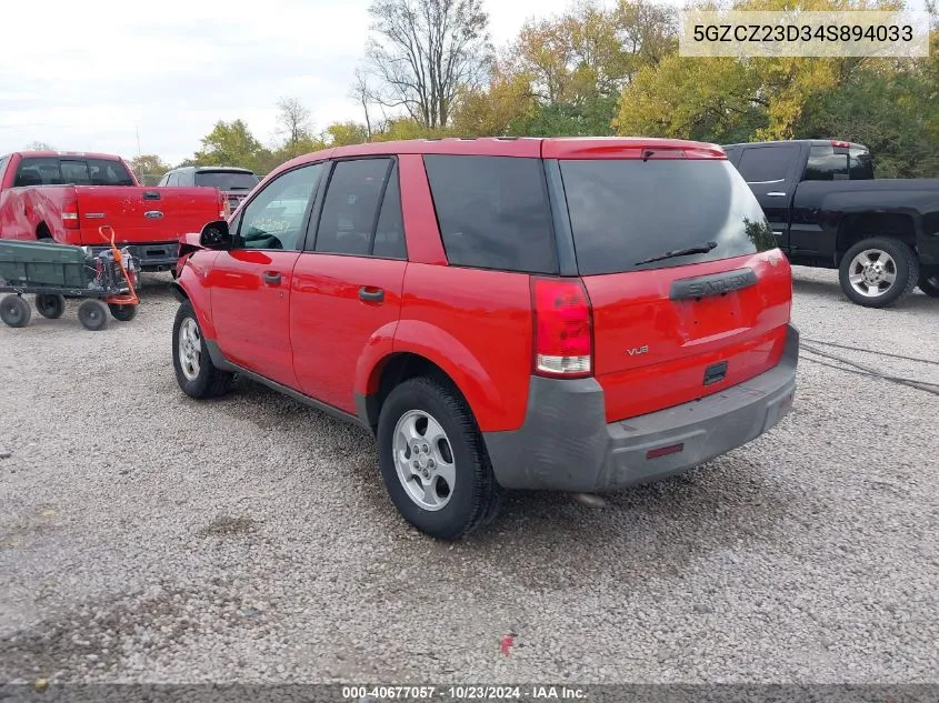 2004 Saturn Vue 4 Cyl VIN: 5GZCZ23D34S894033 Lot: 40677057