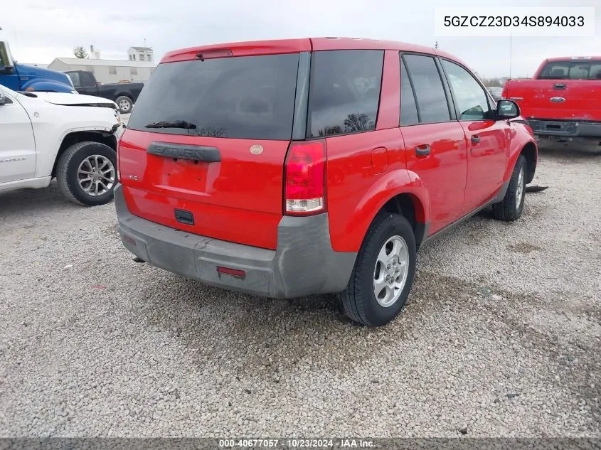 2004 Saturn Vue 4 Cyl VIN: 5GZCZ23D34S894033 Lot: 40677057