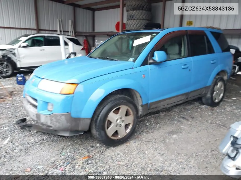 2005 Saturn Vue V6 VIN: 5GZCZ634X5S843136 Lot: 39687918