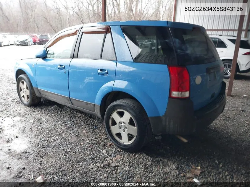 2005 Saturn Vue V6 VIN: 5GZCZ634X5S843136 Lot: 39687918