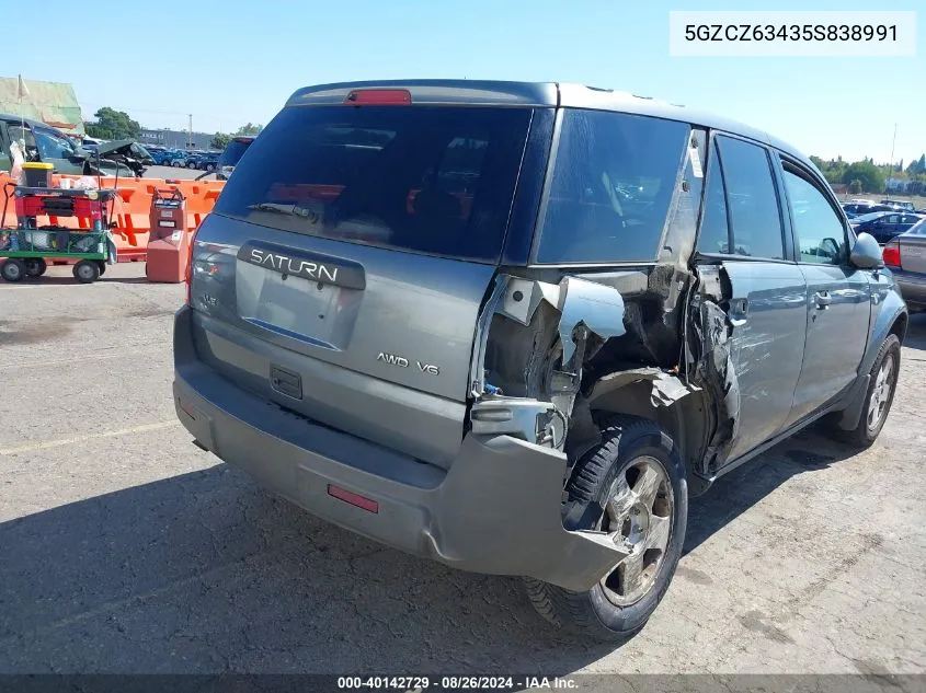 2005 Saturn Vue V6 VIN: 5GZCZ63435S838991 Lot: 40142729