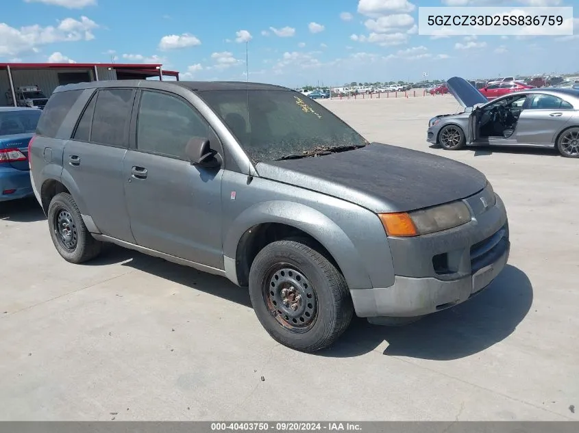 2005 Saturn Vue 4 Cyl VIN: 5GZCZ33D25S836759 Lot: 40403750