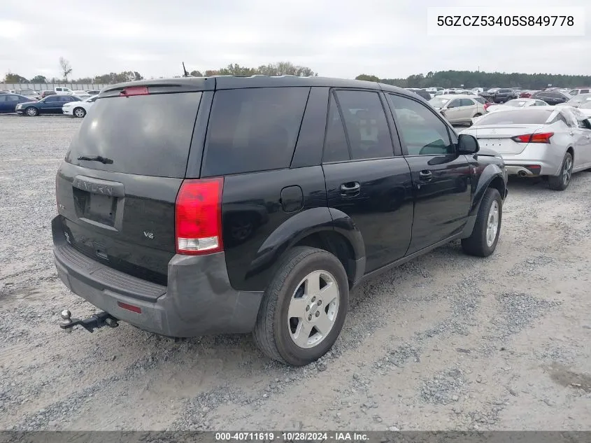 2005 Saturn Vue V6 VIN: 5GZCZ53405S849778 Lot: 40711619