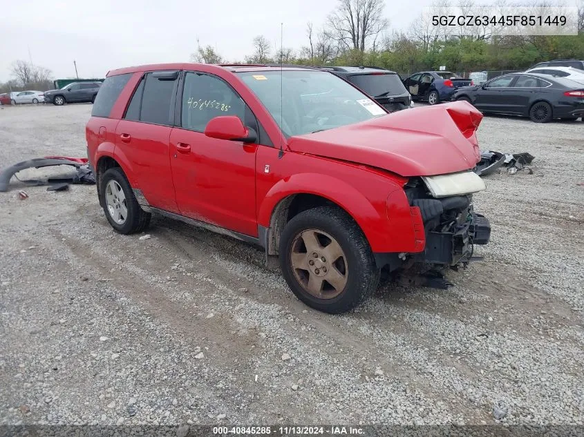 2005 Saturn Vue V6 VIN: 5GZCZ63445F851449 Lot: 40845285