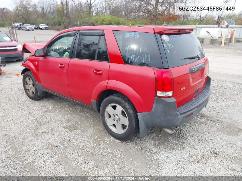 2005 Saturn Vue V6 VIN: 5GZCZ63445F851449 Lot: 40845285