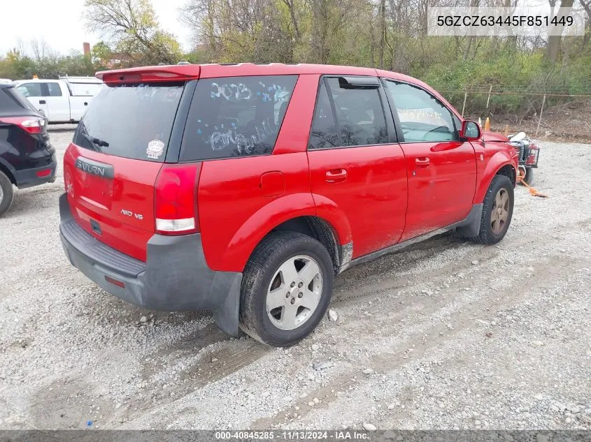 2005 Saturn Vue V6 VIN: 5GZCZ63445F851449 Lot: 40845285