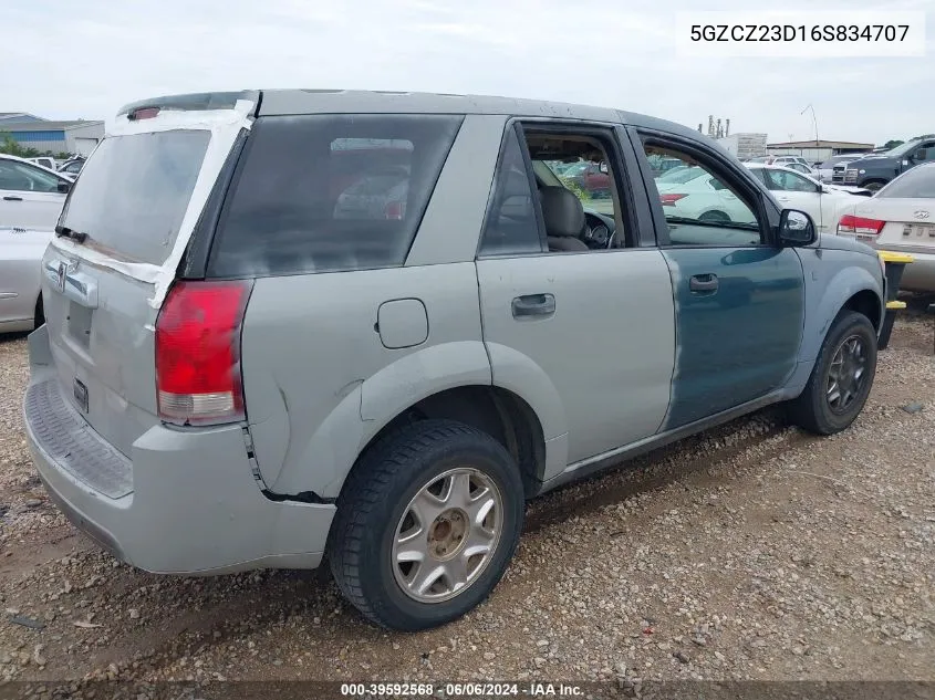 2006 Saturn Vue 4 Cyl VIN: 5GZCZ23D16S834707 Lot: 39592568