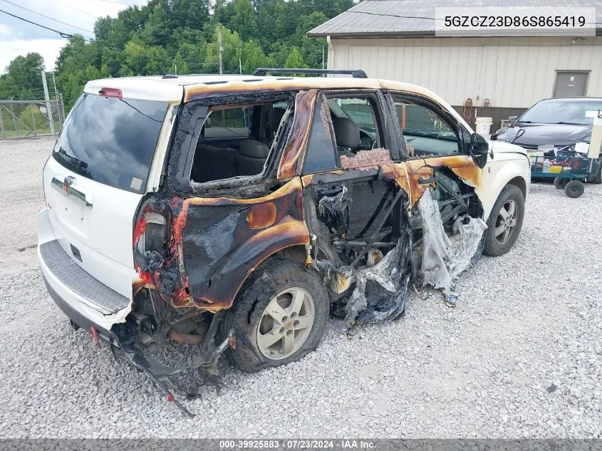 2006 Saturn Vue 4 Cyl VIN: 5GZCZ23D86S865419 Lot: 39925883