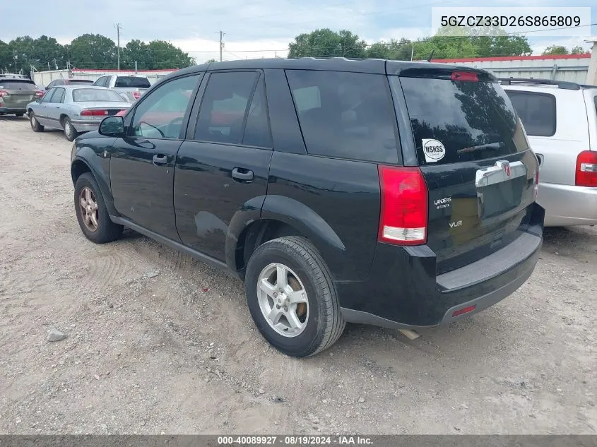 2006 Saturn Vue 4 Cyl VIN: 5GZCZ33D26S865809 Lot: 40089927