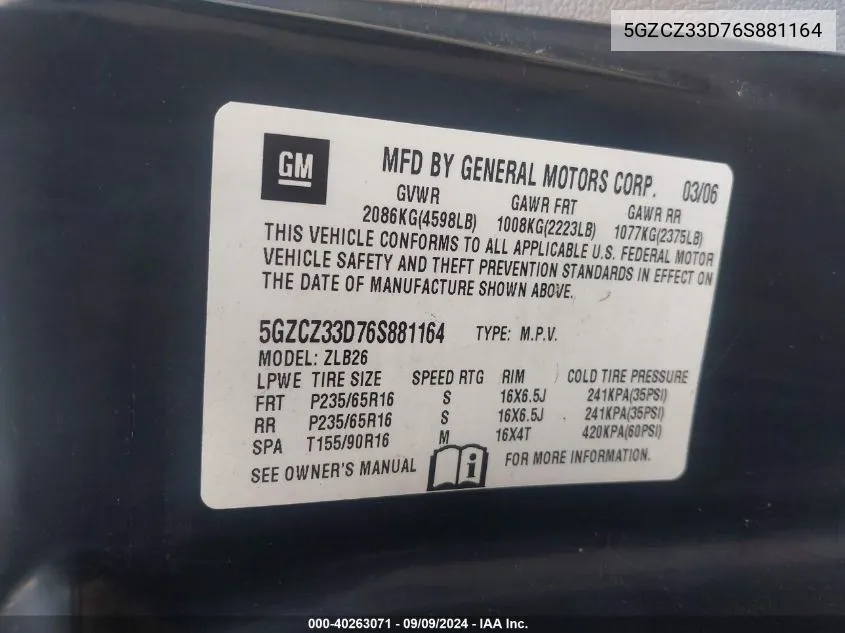 5GZCZ33D76S881164 2006 Saturn Vue 4 Cyl