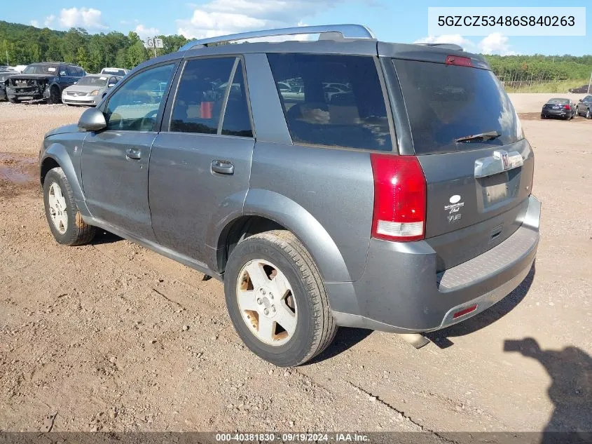 2006 Saturn Vue V6 VIN: 5GZCZ53486S840263 Lot: 40381830