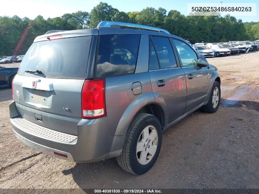 2006 Saturn Vue V6 VIN: 5GZCZ53486S840263 Lot: 40381830