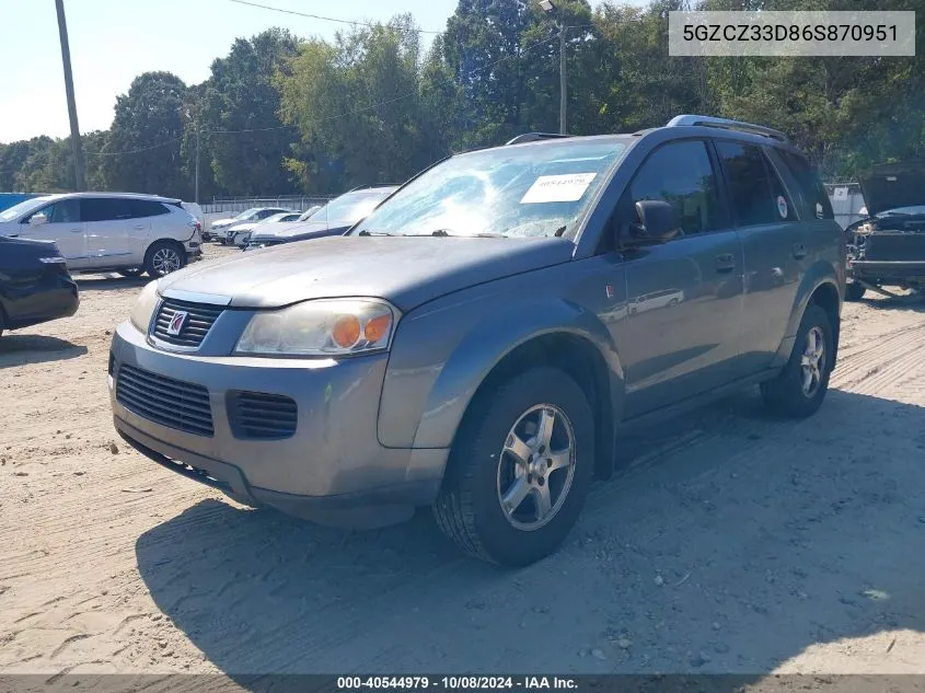 2006 Saturn Vue 4 Cyl VIN: 5GZCZ33D86S870951 Lot: 40544979